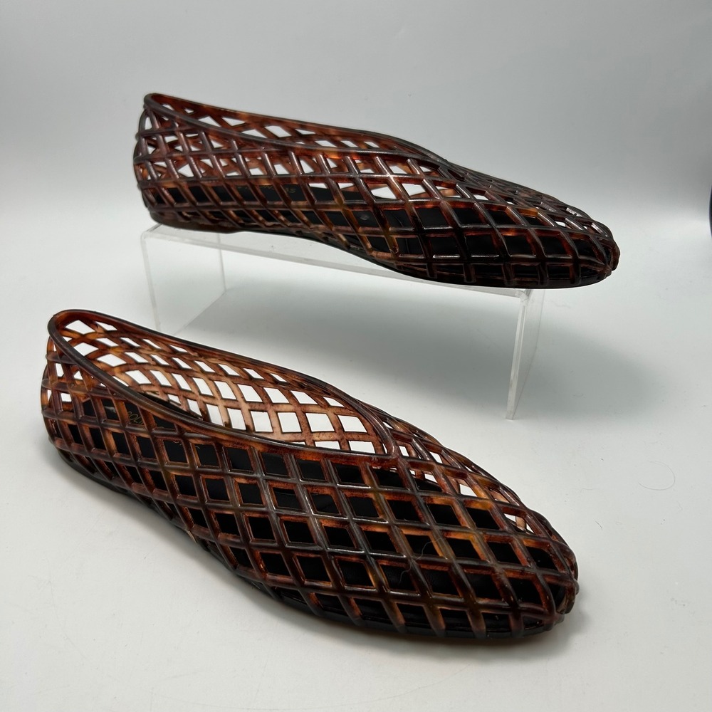 Caroline Constas Lattice Jelly Flats Womens 7 Tortoise Shell Cage Coastal Chic